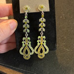 Express Green and Yellow Leaf Drop Earrings